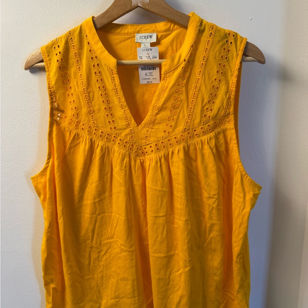J. Crew Yellow Eyelet V-Neck Sleeveless Top